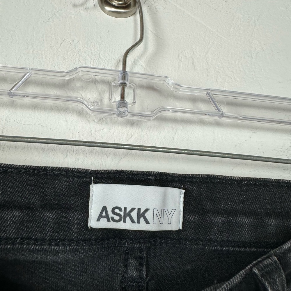 Askk‎ NY Jeans Denim Dark Wash Black Solid Raw Hem Cotton Stretch Mid Rise - Picture 7 of 9
